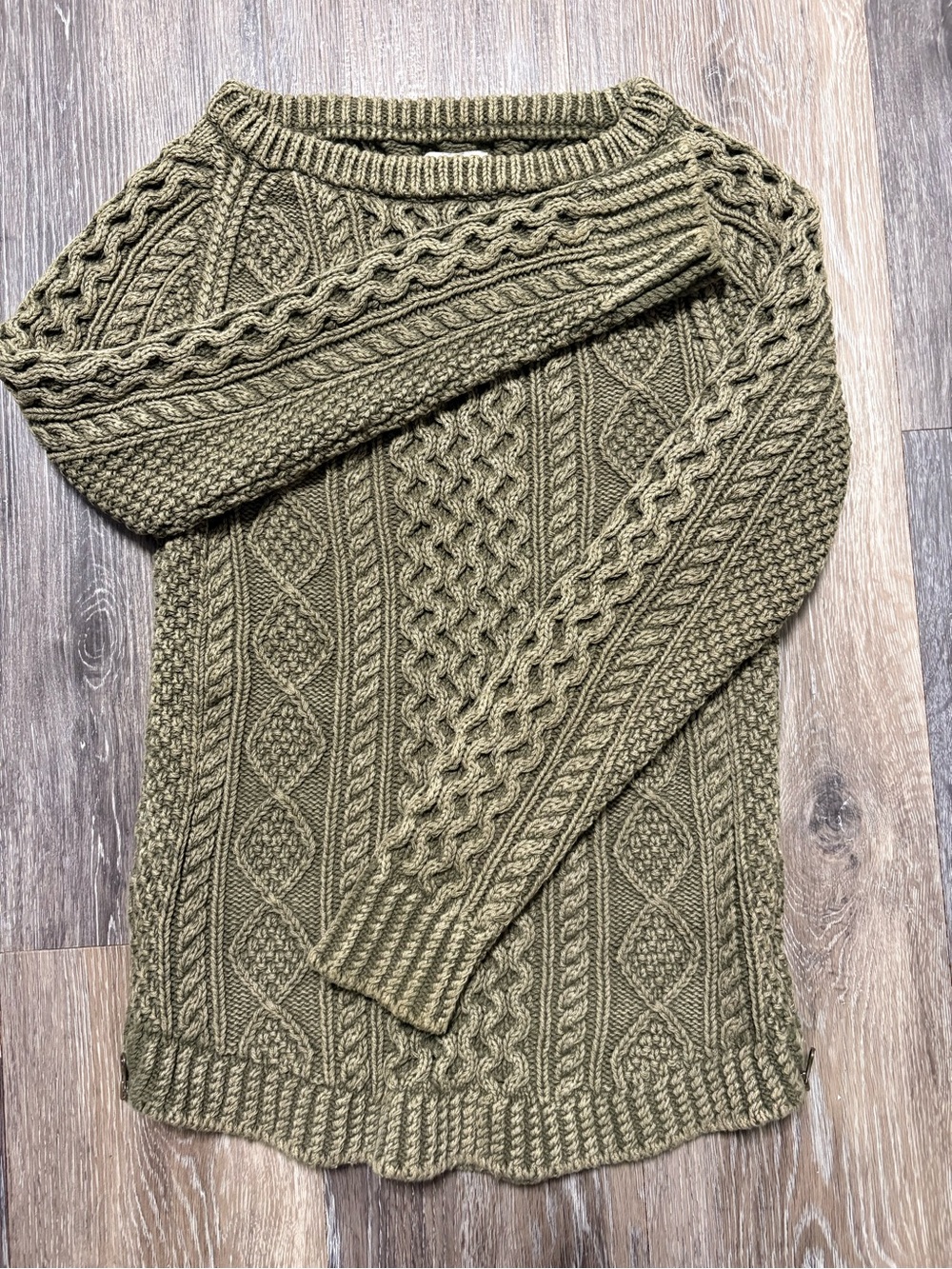 Bean Signature Cable Knit Crewneck Sweater Green XXS Like New SKU#0126